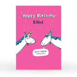 Kids Card Factory Personalised Hew Ma Birthday Card - Magical Unicorns