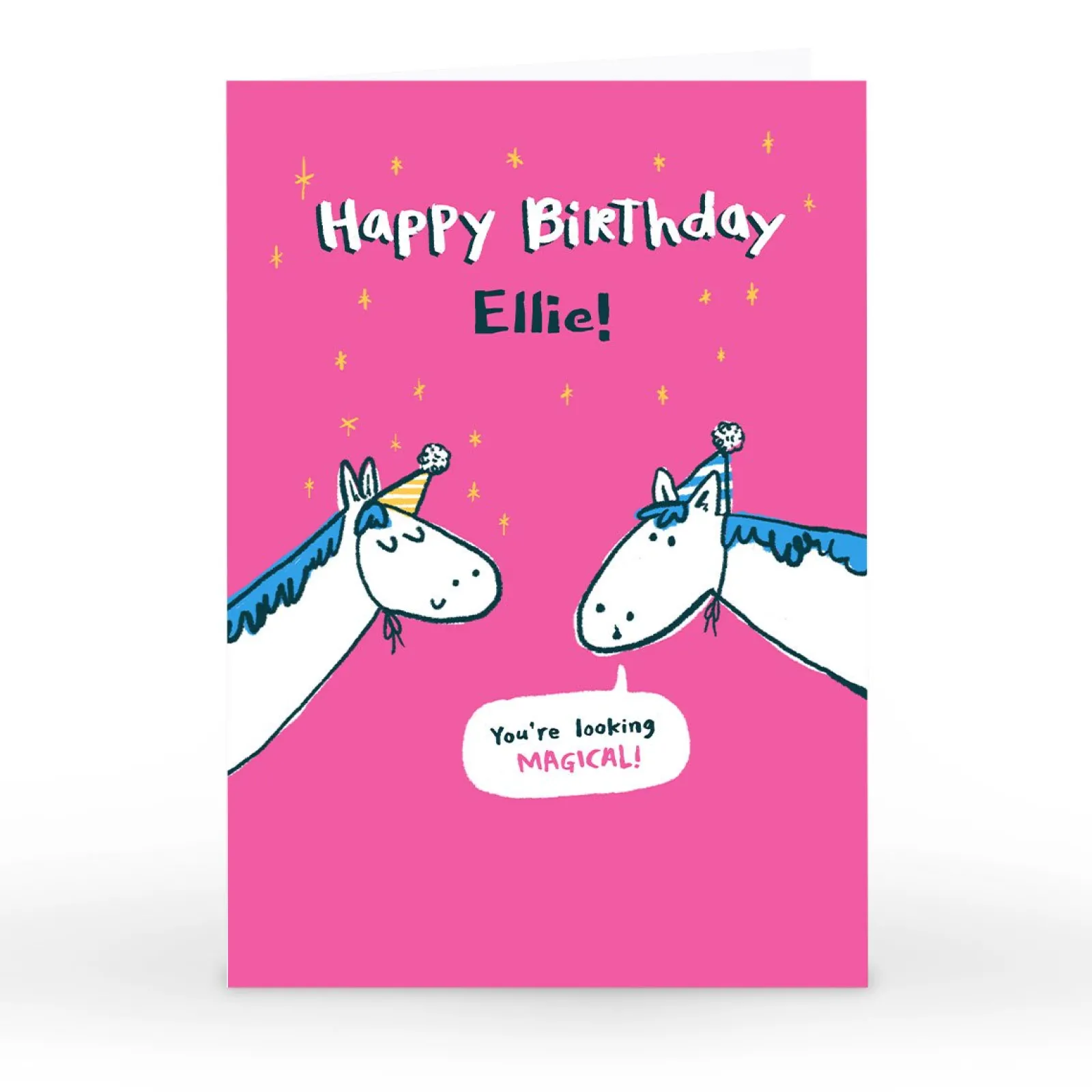 Kids Card Factory Personalised Hew Ma Birthday Card - Magical Unicorns