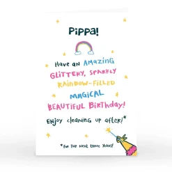 Card Factory Personalised Hew Ma Birthday Card - Rainbow-Filled Birthday