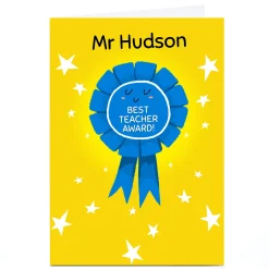 Personalised Hew Ma Card - Best Teacher Award Thank You