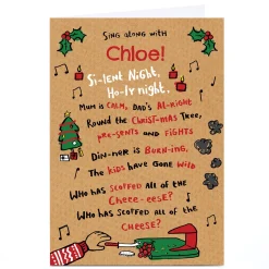 Card Factory Personalised Hew Ma Christmas Card - Si-lent Night