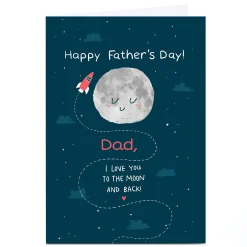 New Personalised Hew Ma Father's Day Card - Moon, Editable Relation Father's Day