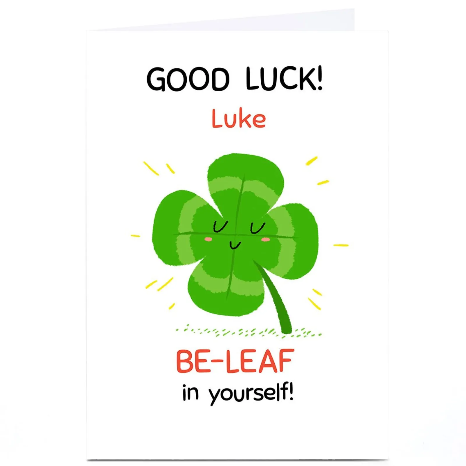 Clearance Personalised Hew Ma Good Luck Card - Clover Funny|Good Luck