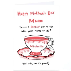 Clearance Personalised Hew Ma Mother's Day Card - Cup Of Tea Funny