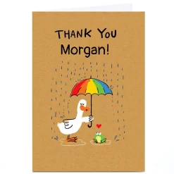 Sale Personalised Hew Ma Thank You Card - Frog & Duck Thank You