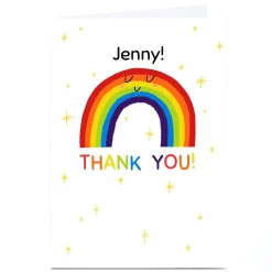 Card Factory Personalised Hew Ma Thank You Card - Rainbow
