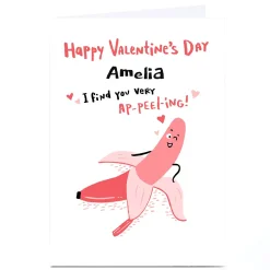 Online Personalised Hew Ma Valentine's Day Card - A-peel-ing! Valentine's Day
