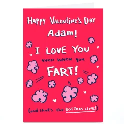Personalised Hew Ma Valentine's Day Card - Even When You Fart Funny