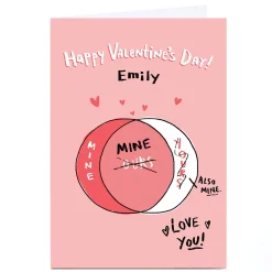 Discount Personalised Hew Ma Valentine's Day Card - Venn Diagram Funny