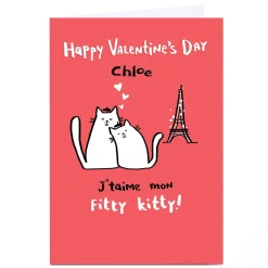Discount Personalised Hew Ma Valentine's Day Card - Fitty Kitty! Funny