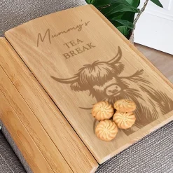Card Factory Personalised Highland Cow Sofa Tray