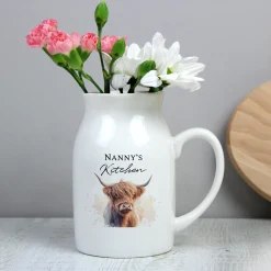 New Personalised Highland Cow Flower Jug Vase Gifts For Him|Christmas Gifts