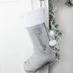 New Personalised Holly Grey Christmas Stocking Gifts For Him|Christmas Gifts