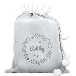 Card Factory Personalised Holly Grey Christmas Sack