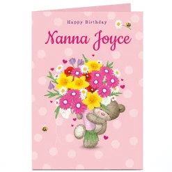 Online Personalised Hugs Bear Birthday Card - Bunch Of Flowers Birthday|For Her
