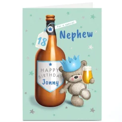 Card Factory Personalised Hugs Bear Birthday Card - Beer, Editable Age