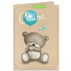 Kids Card Factory Personalised Hugs Bear Card - Just For You, Balloon