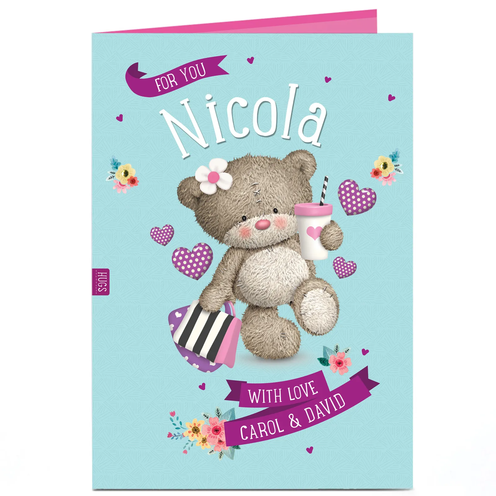 Outlet Personalised Hugs Bear Card - With Love Kids Any Occasion|Thank You