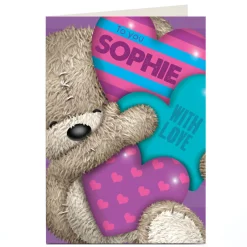 Card Factory Personalised Hugs Bear Card - Hearts With Love