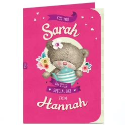 Card Factory Personalised Hugs Bear Card - Teapot
