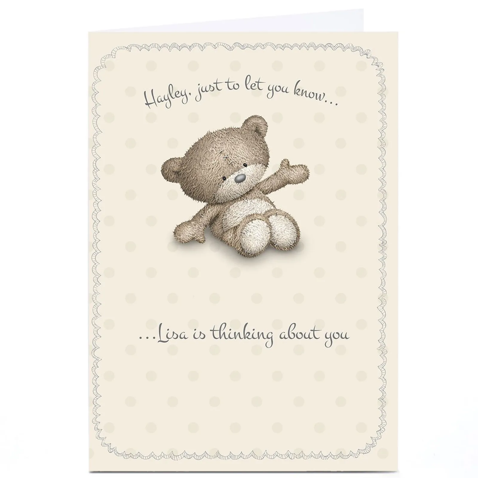 Card Factory Personalised Hugs Bear Card - Thinking About You