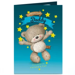 Card Factory Personalised Hugs Bear Card - Daddy Bear With Stars