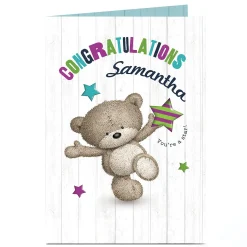 Personalised Hugs Bear Congratulations Card - You're A Star New Job|Congratulations
