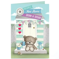 Card Factory Personalised Hugs Bear New Home Card - Cup Of Tea