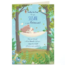 Card Factory Personalised Hugs Bear Retirement Card - Enjoy Every Moment