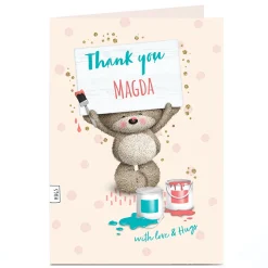 Online Personalised Hugs Bear Thank You Card - Painting Thank You