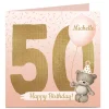 Card Factory Personalised Hugs Bear 50th Birthday Card - Any Name