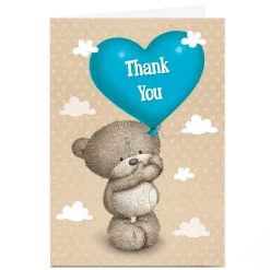 Discount Personalised Hugs Bear Thank You Card - Heart Balloon Thank You