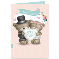 Online Personalised Hugs Bear Wedding Card - Bride & Groom Wedding|Engagement