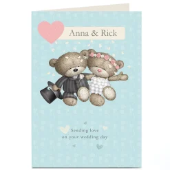 Best Personalised Hugs Bear Wedding Card - Bride and Groom Wedding
