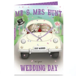 New Personalised Hugs Bear Wedding Card - Just Married Wedding