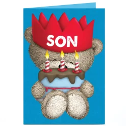 Online Personalised Hugs Birthday Card - Red Crown [Son] Kids For Son|Son