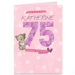 Card Factory Personalised Hugs Birthday Card - 75th Birthday With Love and Hugs