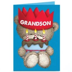 Discount Personalised Hugs Birthday Card - Red Crown [Grandson] Kids For Grandson|Grandson