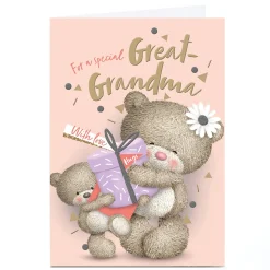 Card Factory Personalised Hugs Birthday Card - Bear Present For a Special Great Grandma