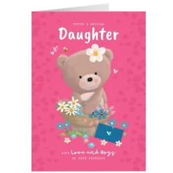 Online Personalised Hugs Birthday Card - Hugs With Flower Basket, Daughter For Daughter|Daughter