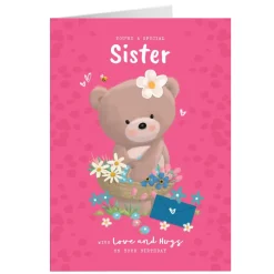 Sale Personalised Hugs Birthday Card - Hugs With Flower Basket, Sister For Sister|Birthday