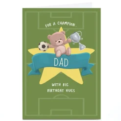 Hot Personalised Hugs Birthday Card - Dad Champion Football Hugs For Dad|Dad