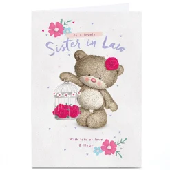 Card Factory Personalised Hugs Birthday Card - Birdcage and Roses, Sister-in-Law