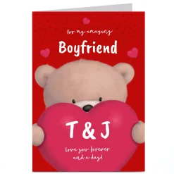 BOY Card Factory Personalised Hugs Card - Red Heart Initials