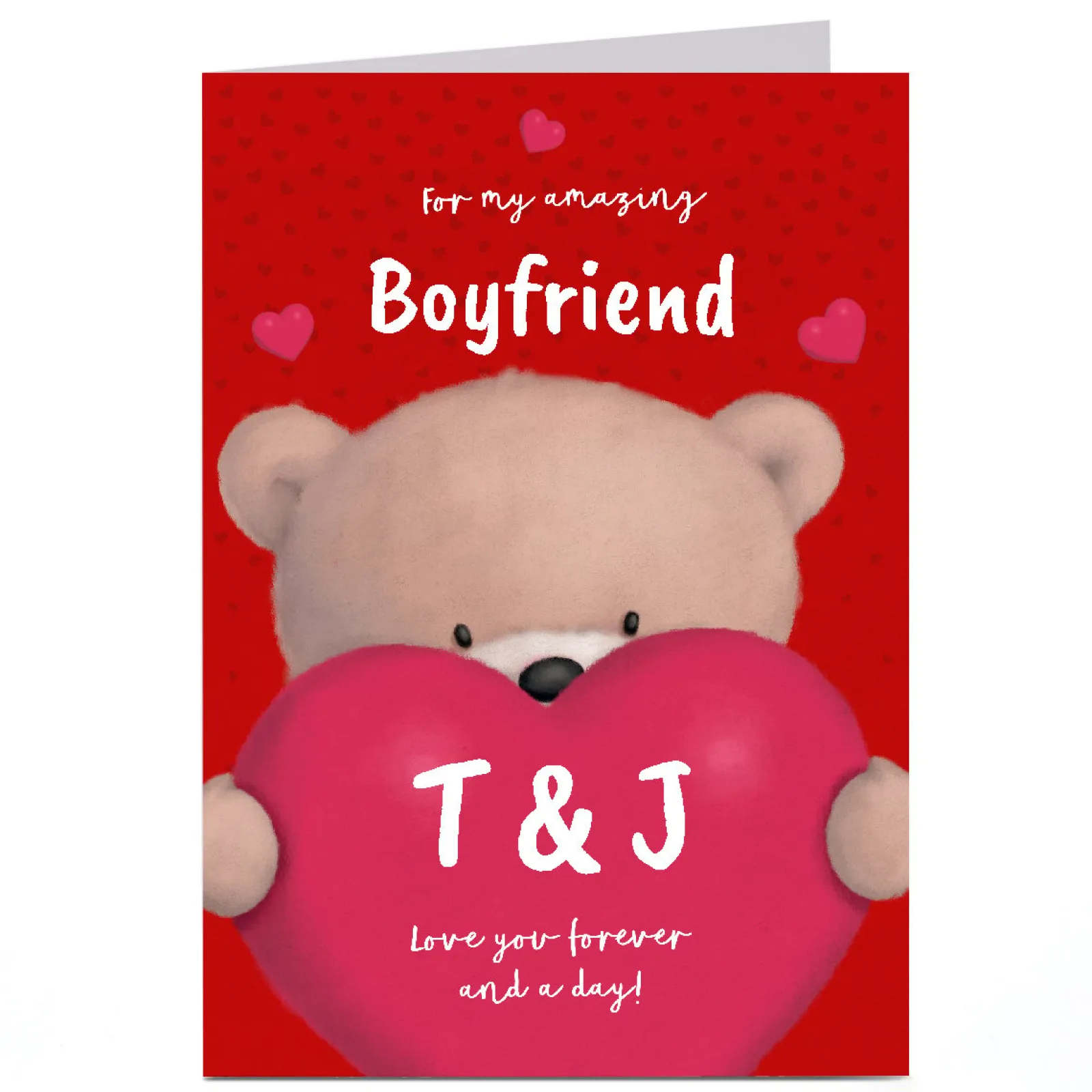 BOY Card Factory Personalised Hugs Card - Red Heart Initials