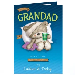 Clearance Personalised Hugs Get Well Soon Card - Feel Better Soon Get Well