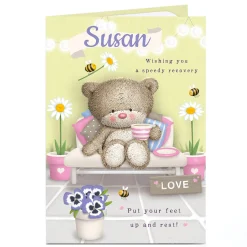 Card Factory Personalised Hugs Get Well Soon Card - Speedy Recovery