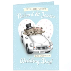 Card Factory Personalised Hugs Wedding Day Card - Couple Car