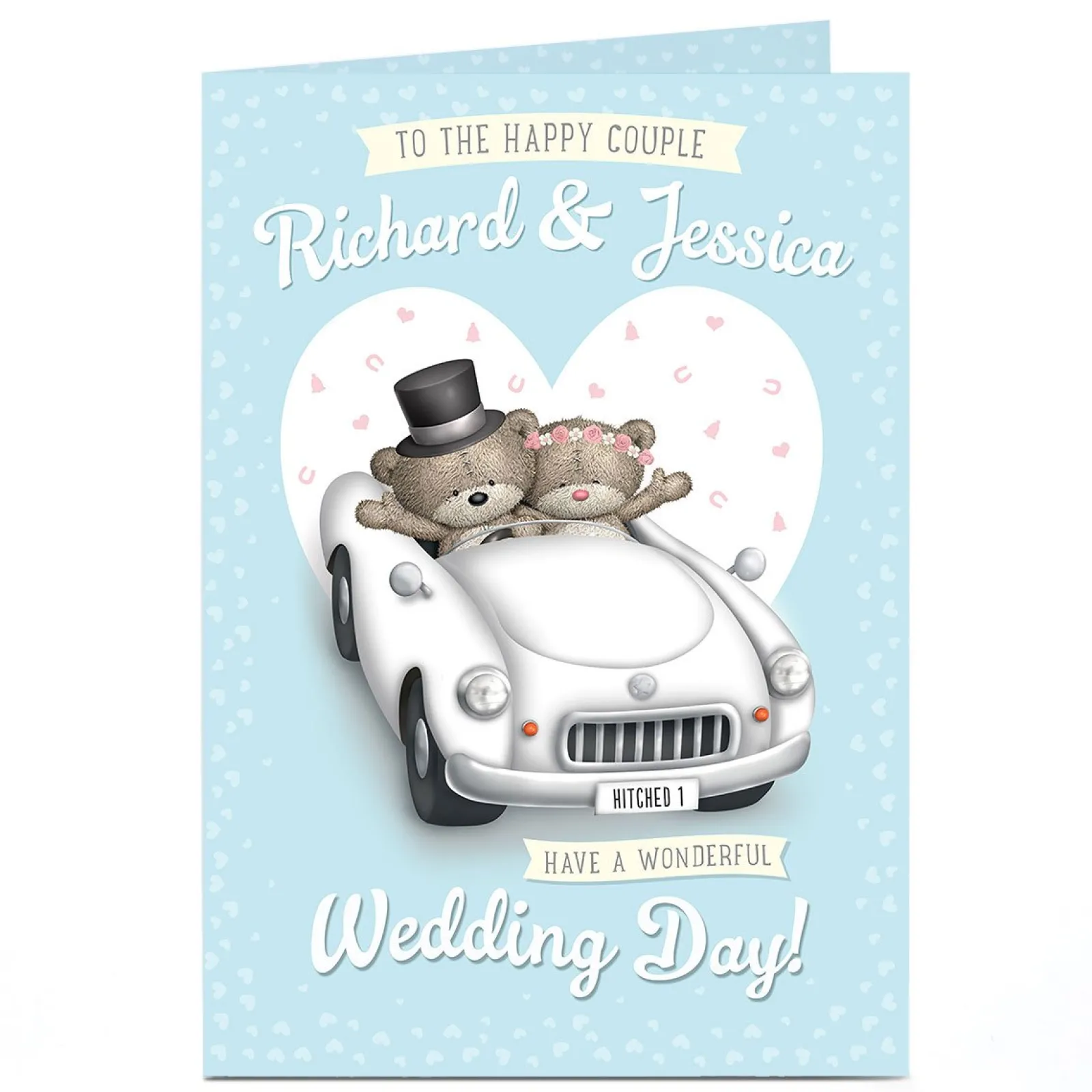 Card Factory Personalised Hugs Wedding Day Card - Couple Car