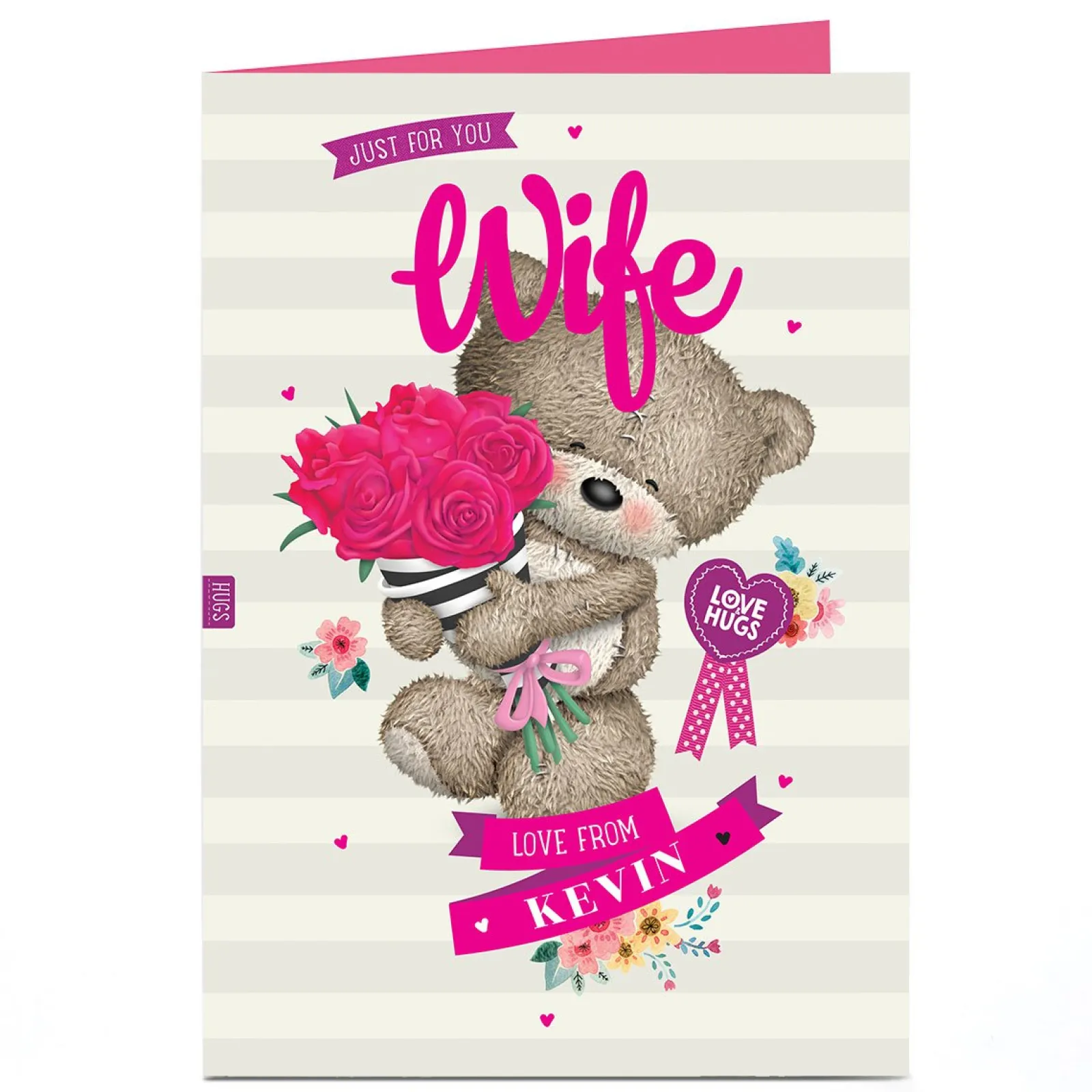 Card Factory Personalised Hugs Wife - Roses For You